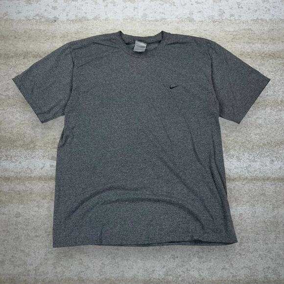Vintage Nike Shirt Dark Grey Cotton Jet Black Embroidered Swoosh Silver Tag Y2K - Picture 1 of 4